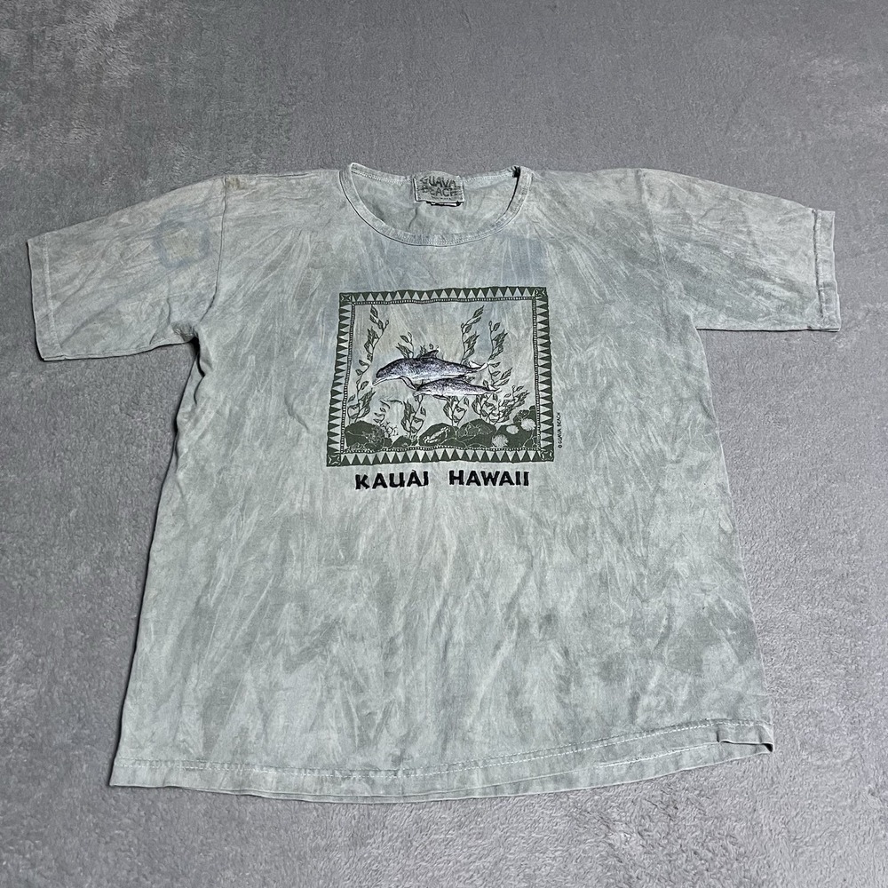 Vintage 90s Hawaii Kauai Shirt Adult Medium Tie Dye Embroidered Dolphin Beach